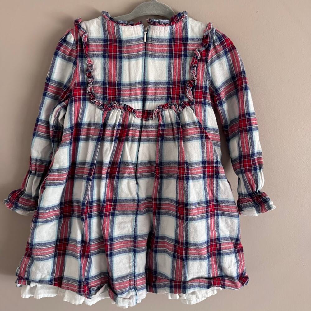 Mini Boden Girl's Plaid Long Sleeve Dress Size 2-3Y - Picture 3 of 5